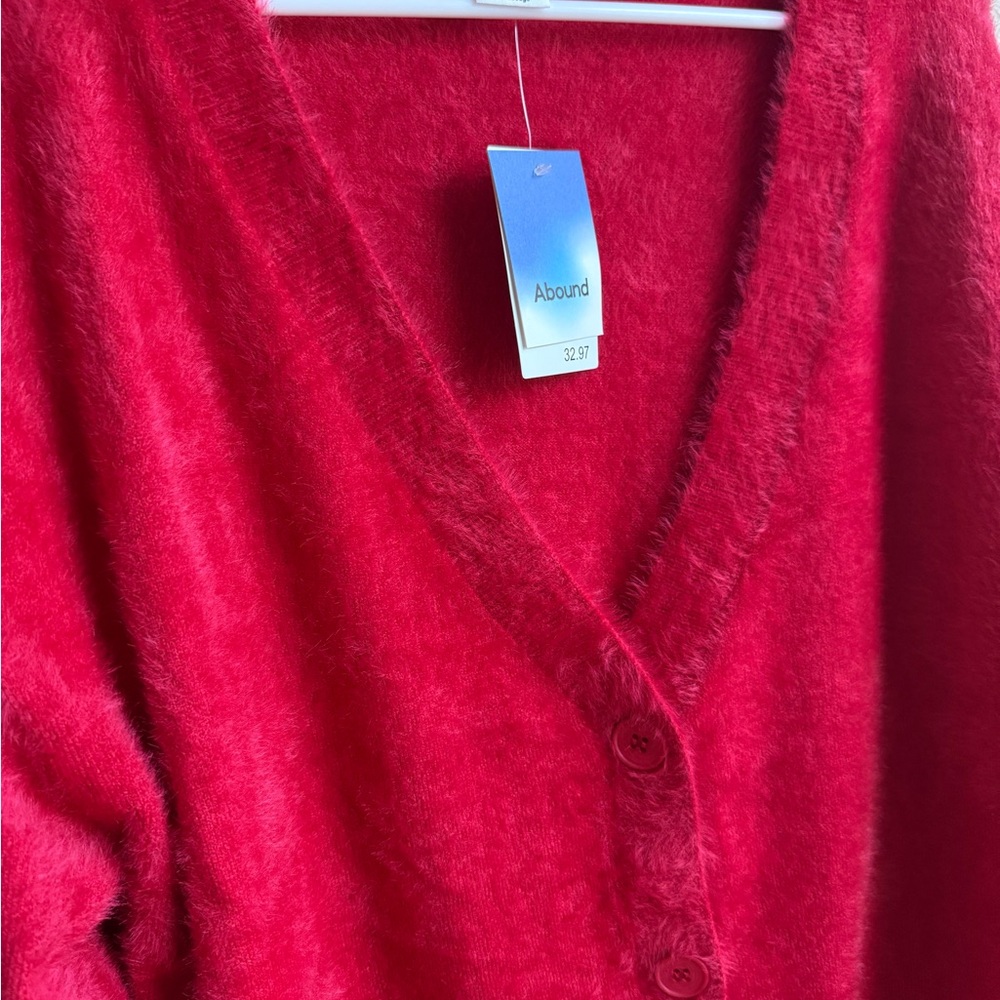 Abound Red Knit Cardigan Sweater